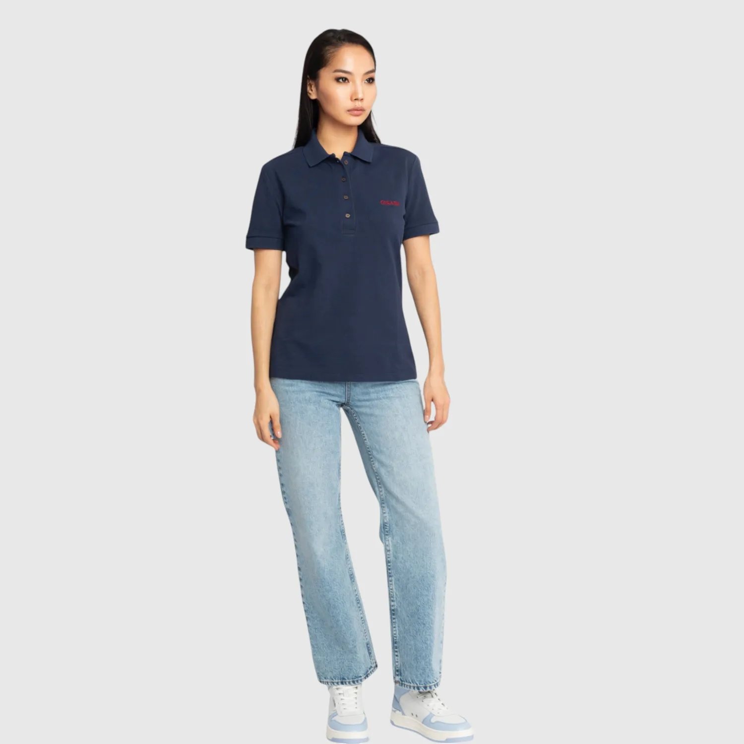 Gisada 9001 polo marine dame – piqué broderi