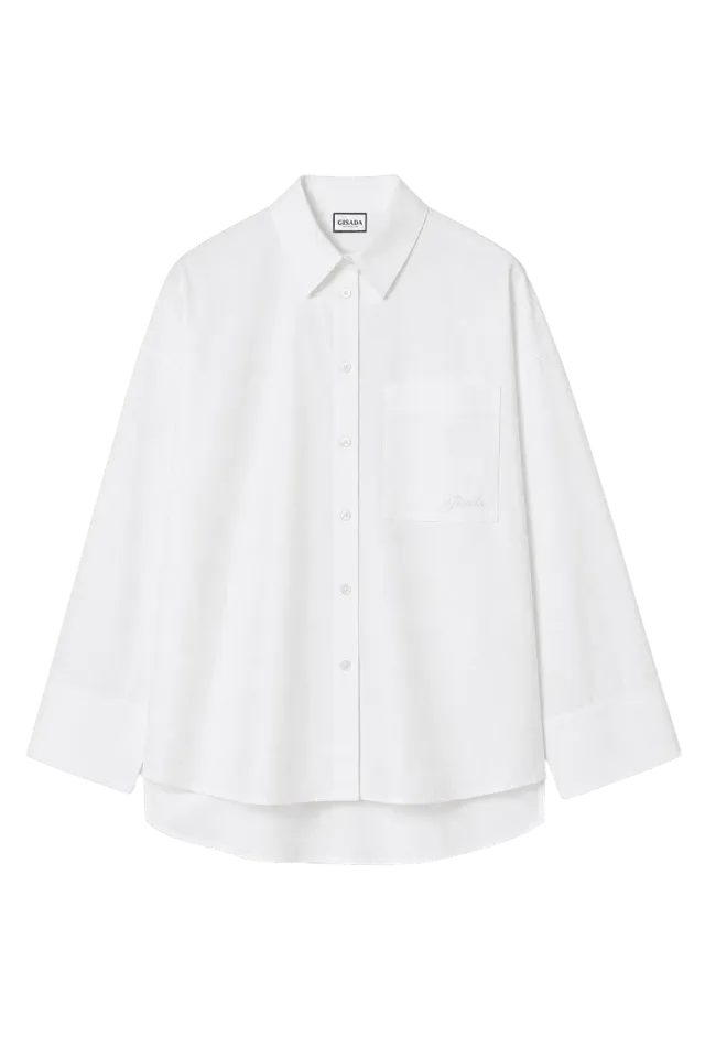 Gisada 1412 skjorte hvit silk cotton popeline