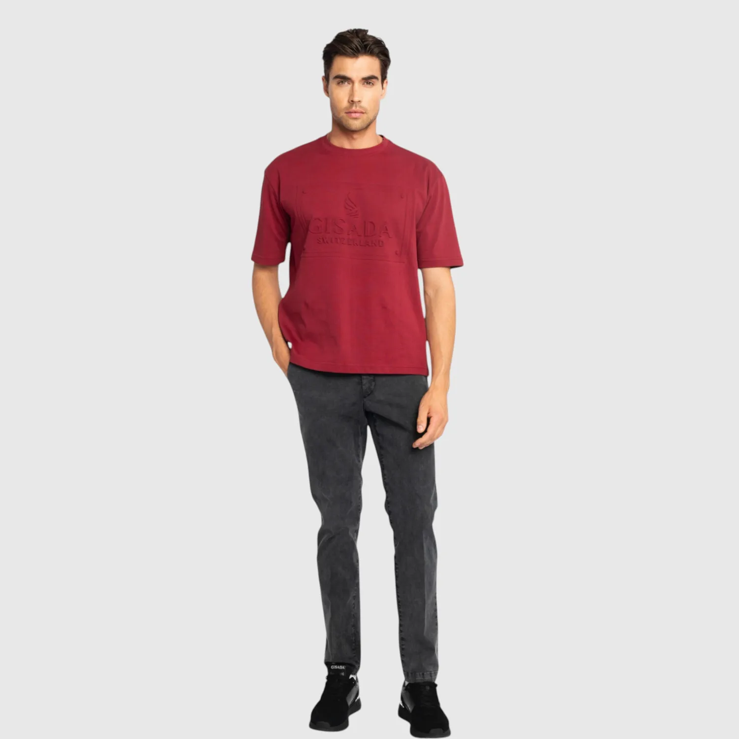 Gisada 1005 oversized t-skjorte bordeaux tung bomull