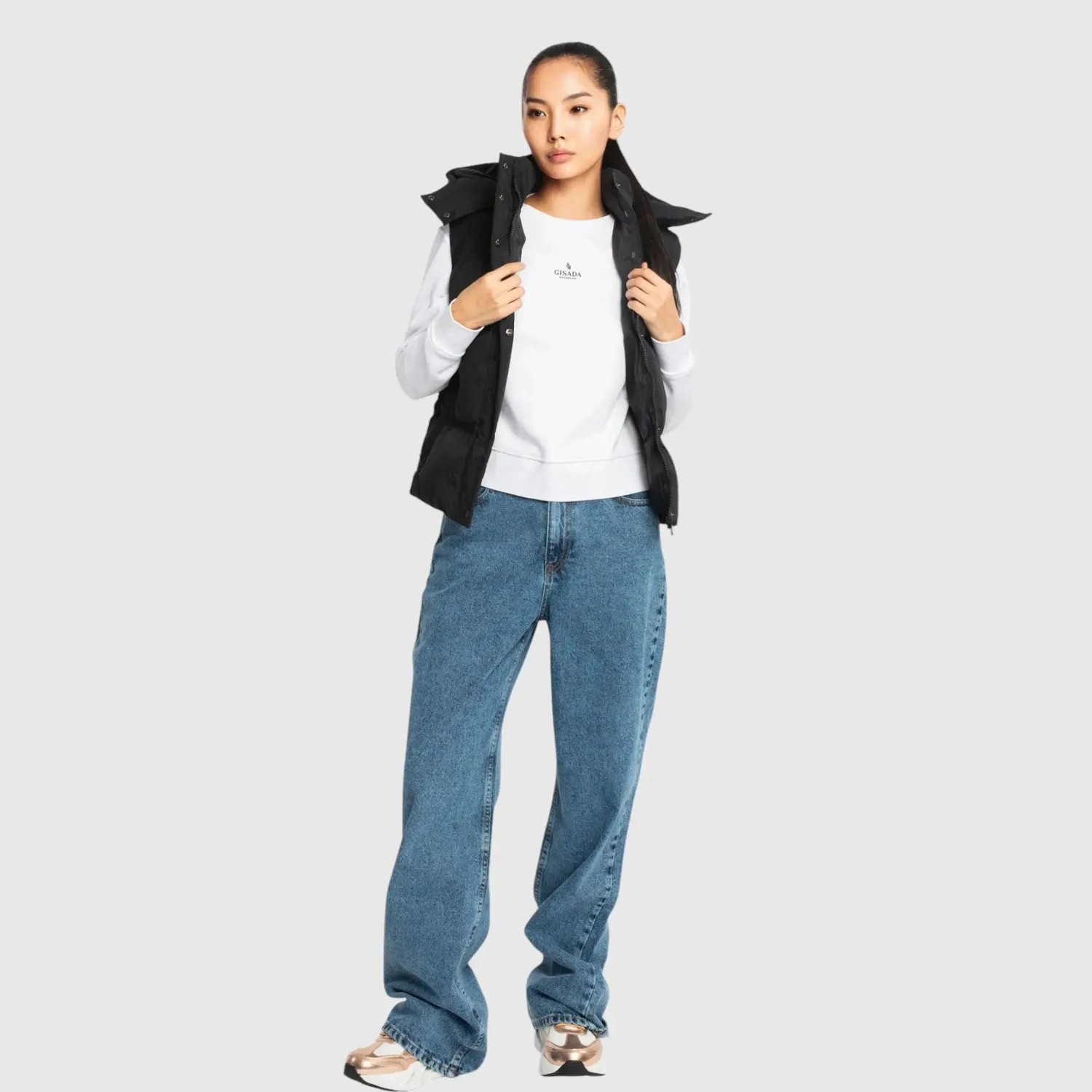 Gisada Puffer gilet svart med hette dame