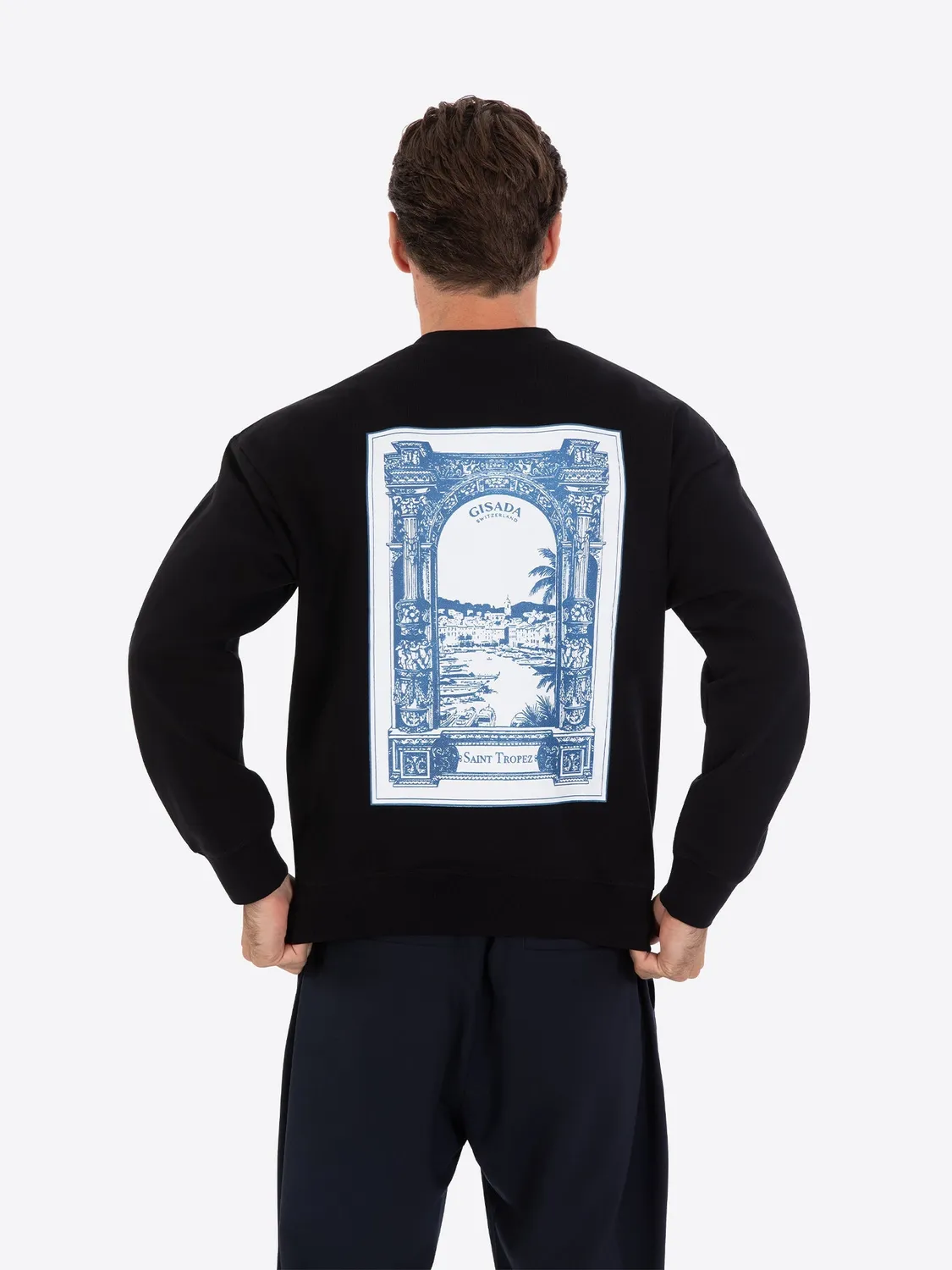 Gisada Sweatshirt genser sort bomull riviera