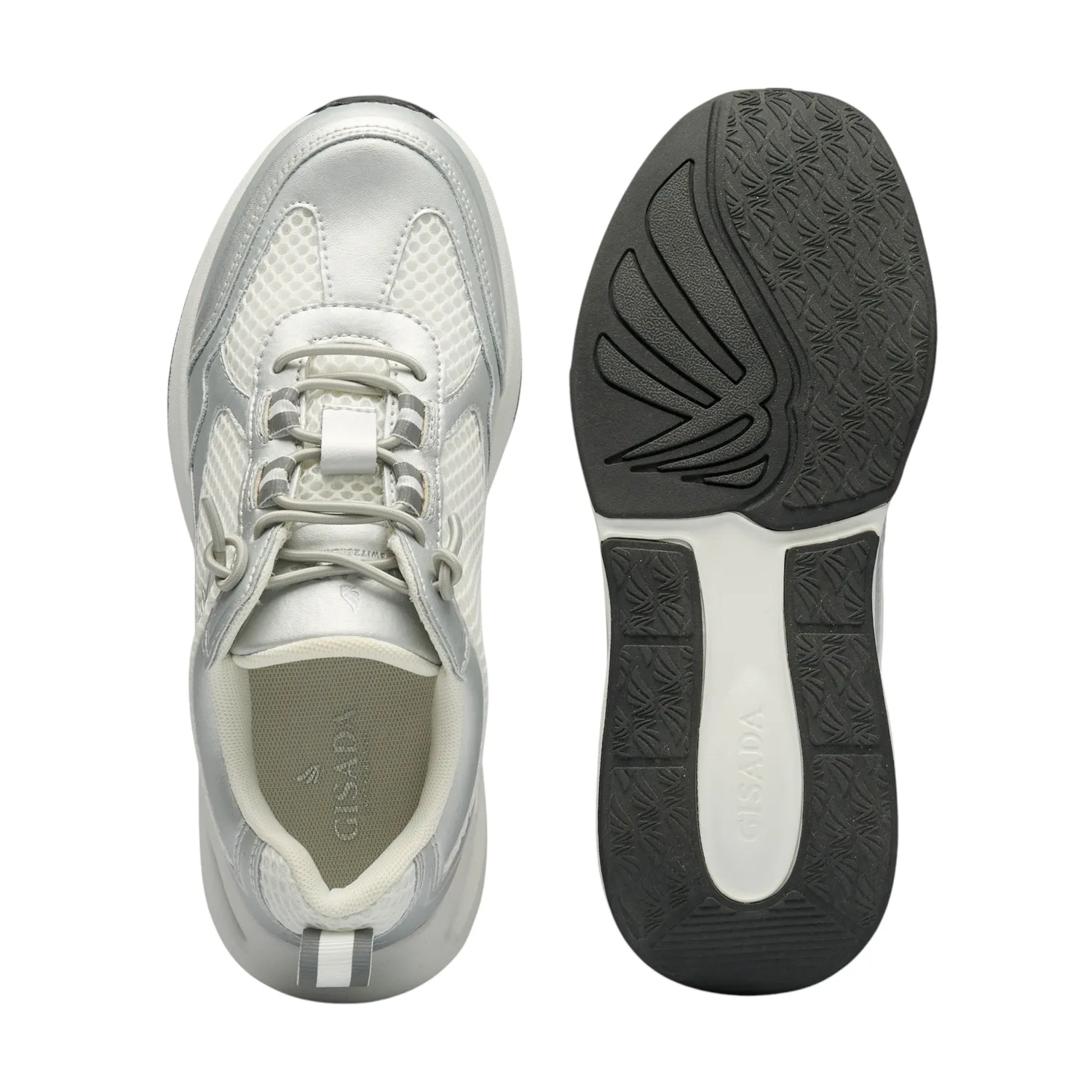 Gisada 16001 sneakers sølv hvit dame lær mesh
