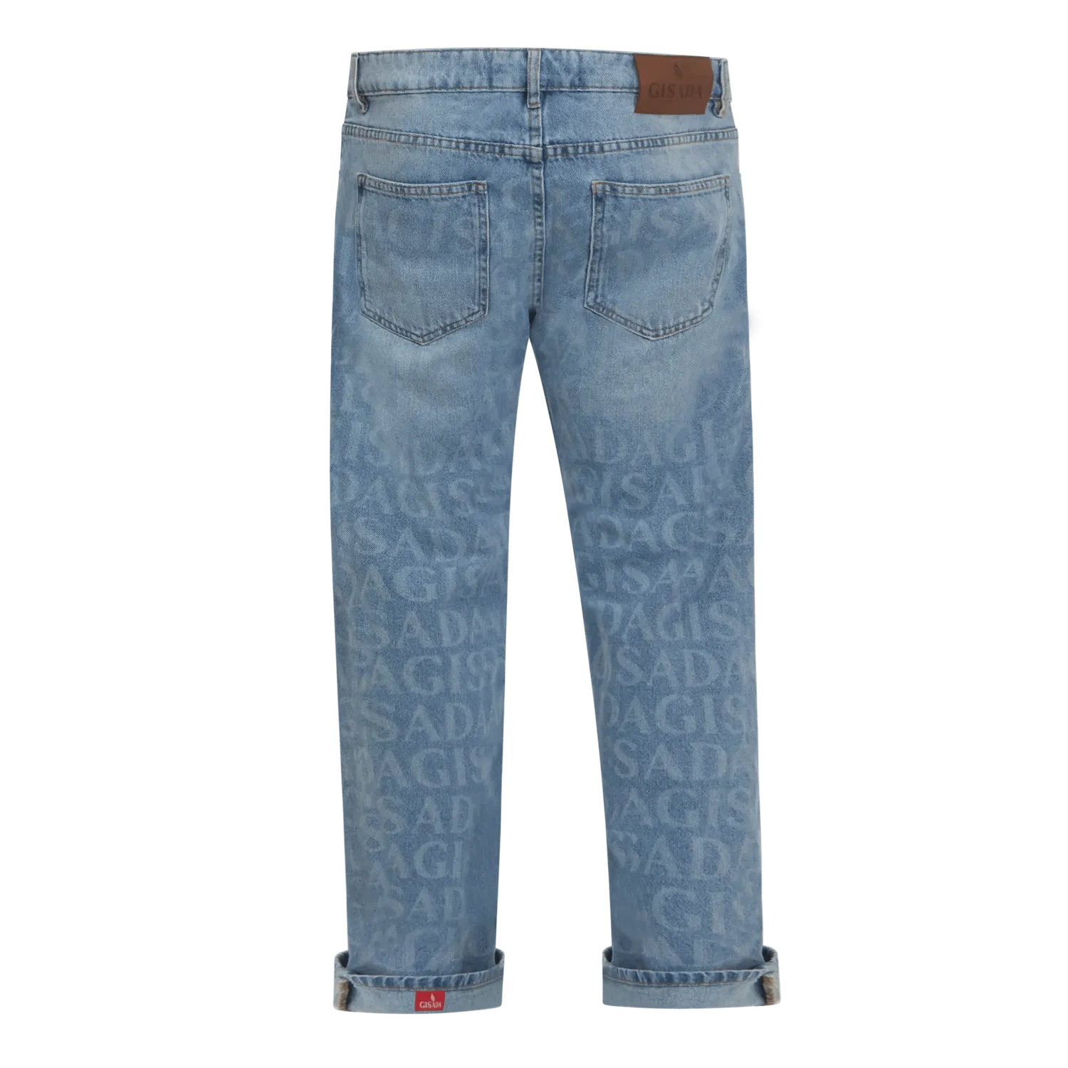 Gisada 1107 wide leg jeans washed blue herre