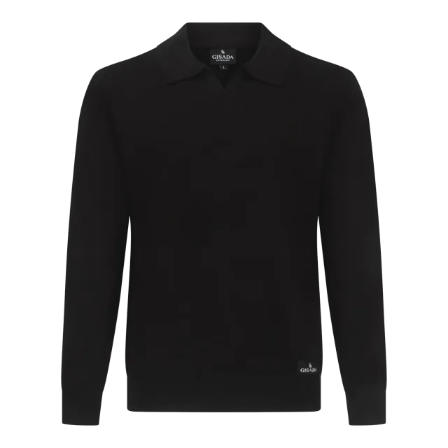 Gisada 1202 strikket polo svart johnnykrage