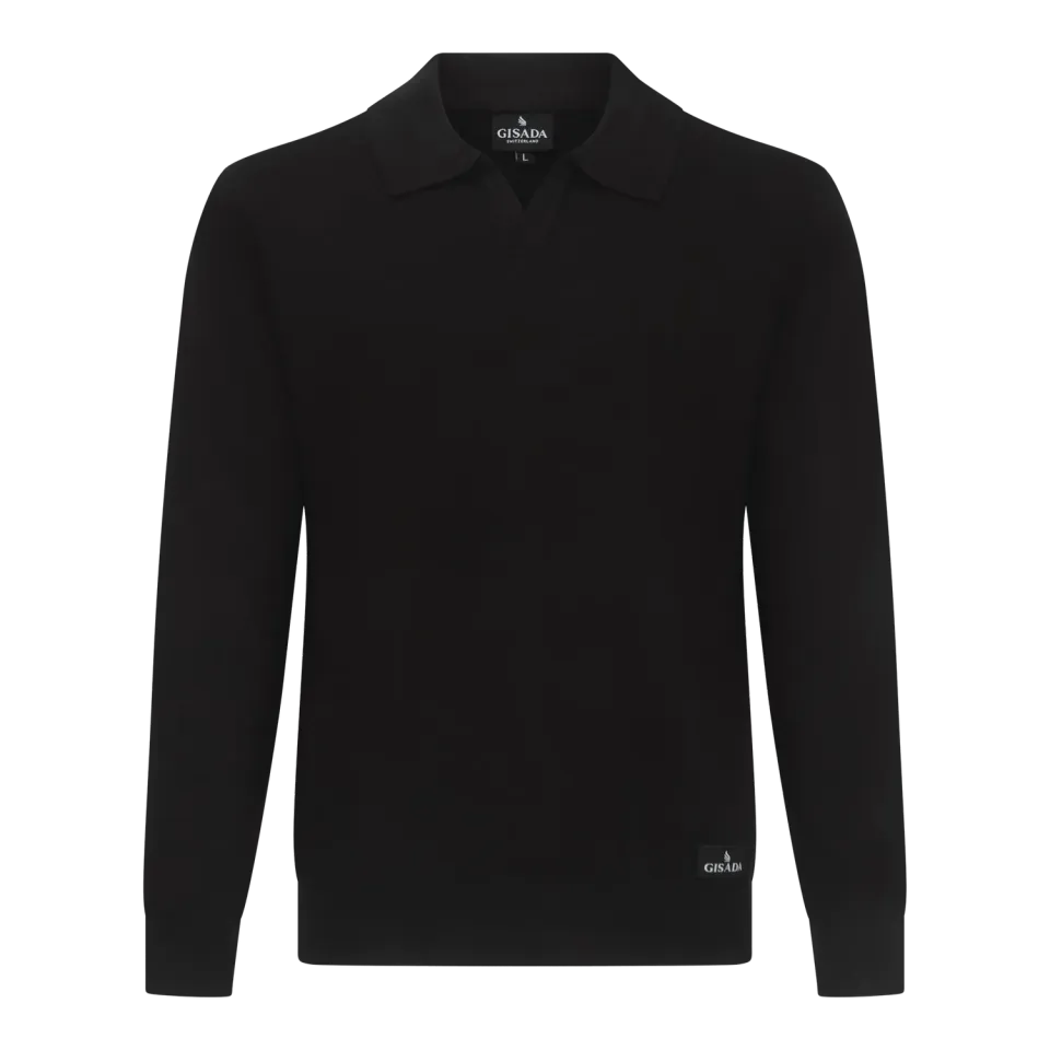 Gisada 1202 strikket polo svart johnnykrage