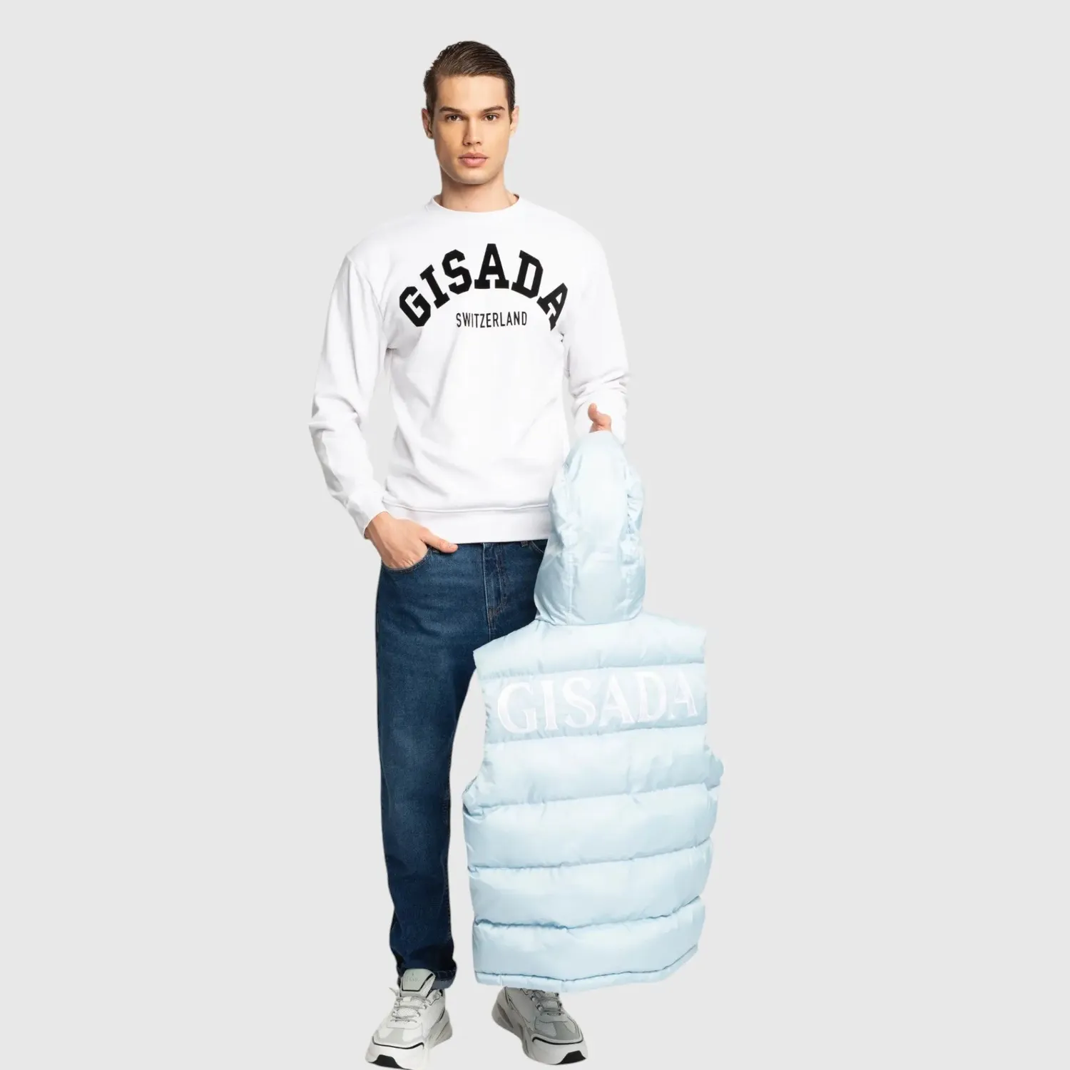 Gisada 1312 vest ice blue quiltet varm