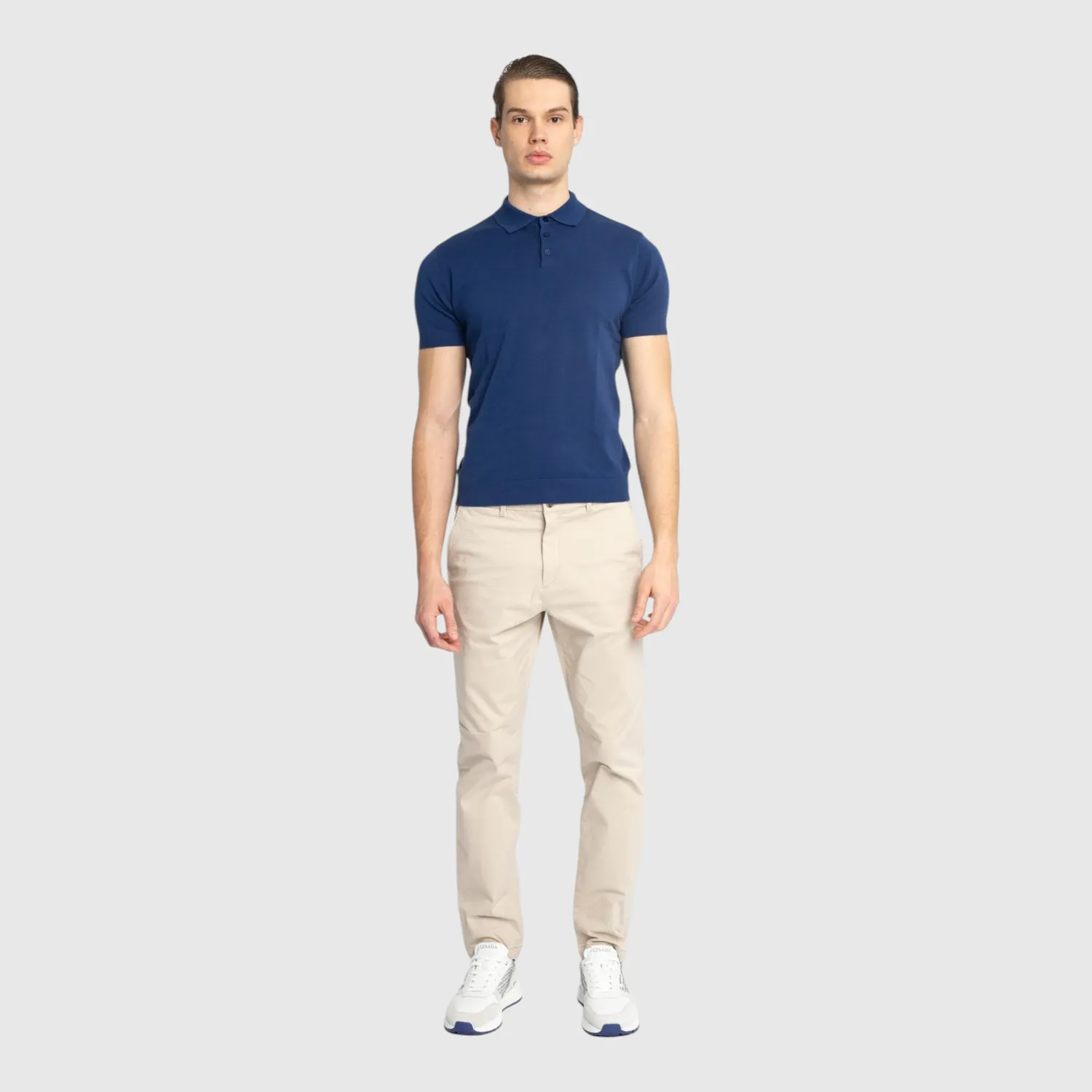 Gisada 1200 polo Blue finstrikket bomull