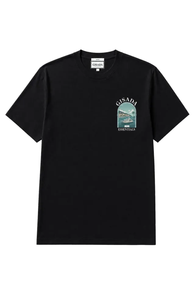 Gisada T-skjorte unisex svart bomull print