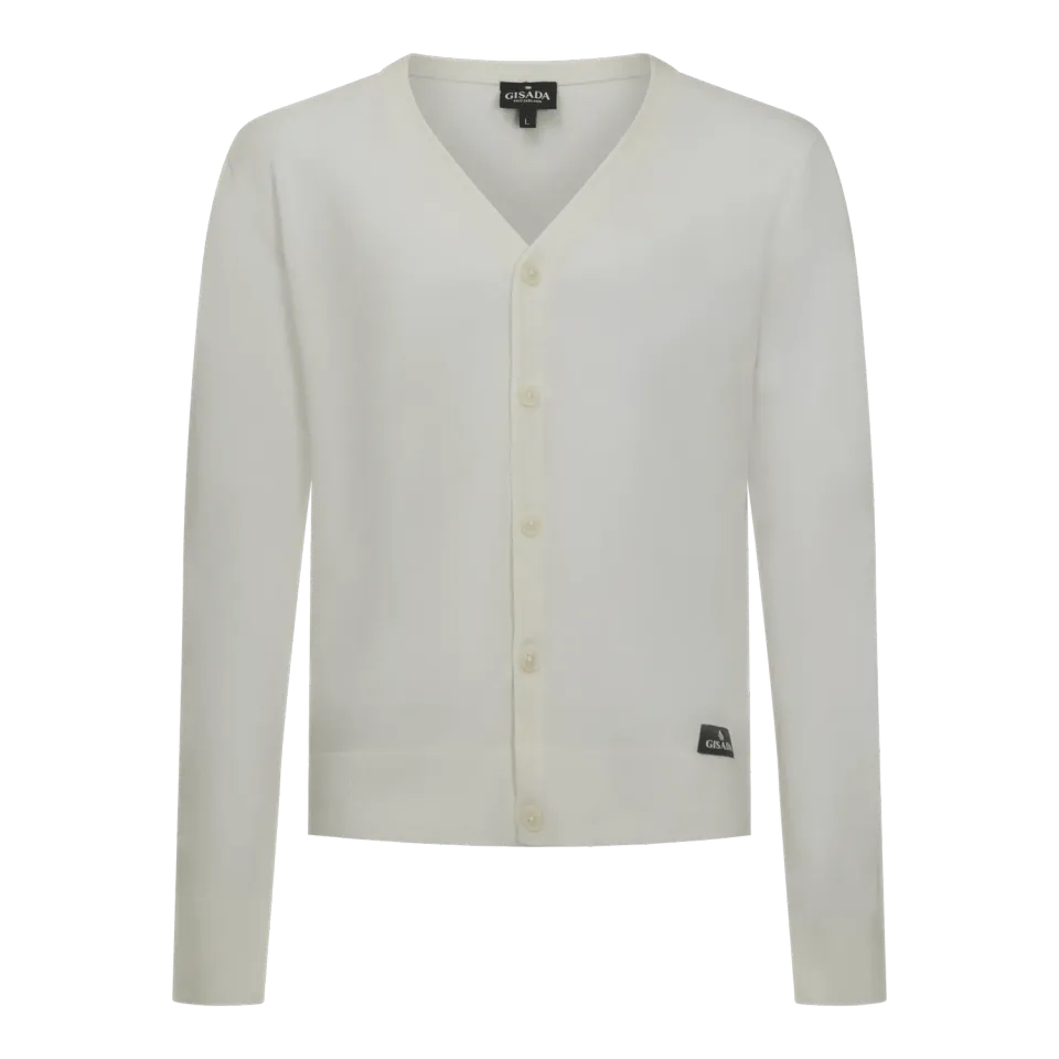Gisada cardigan elfenben bomull regular fit