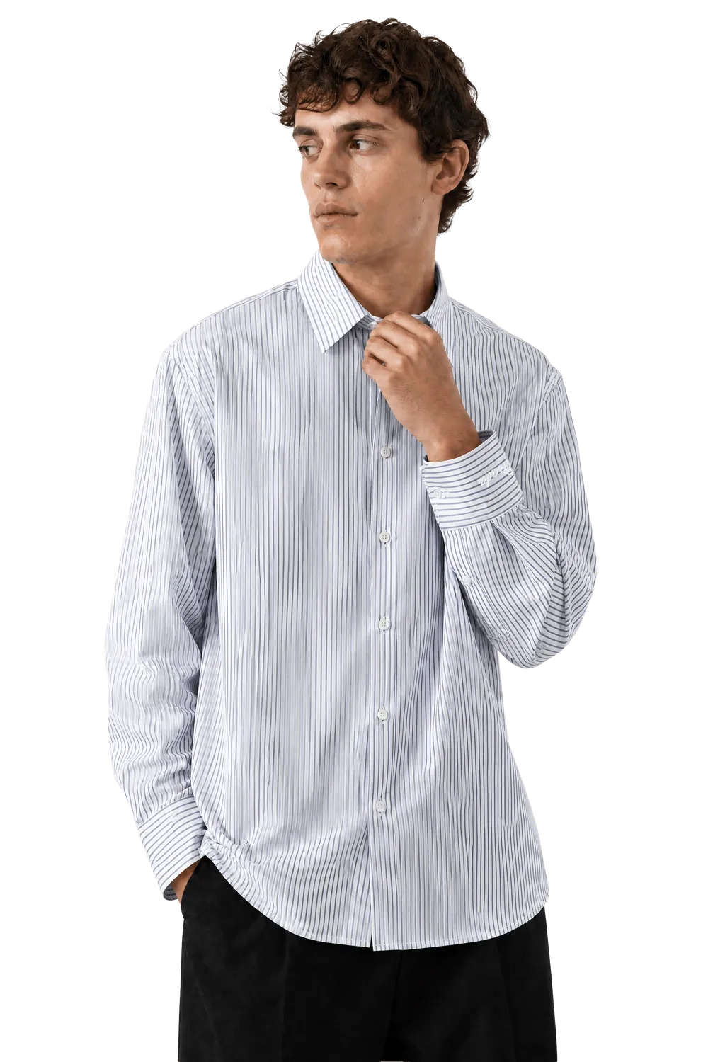 Gisada 1118 skjorte herre Navy stripet bomull