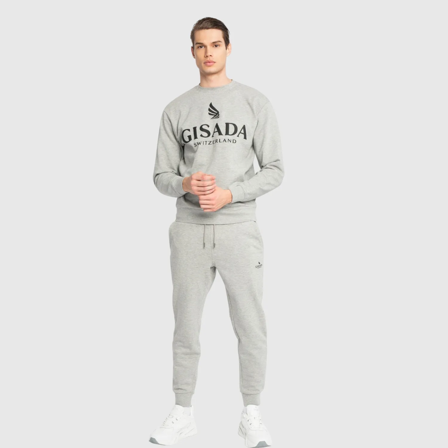 Gisada Sweatshirt grå bomull flocktrykk herre