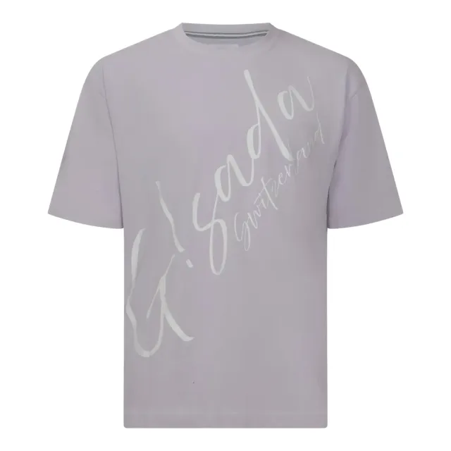 Gisada 1007 t-skjorte lilla oversized med cursive-print
