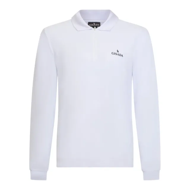 Gisada Zip-Up Polo langermet poloskjorte hvit