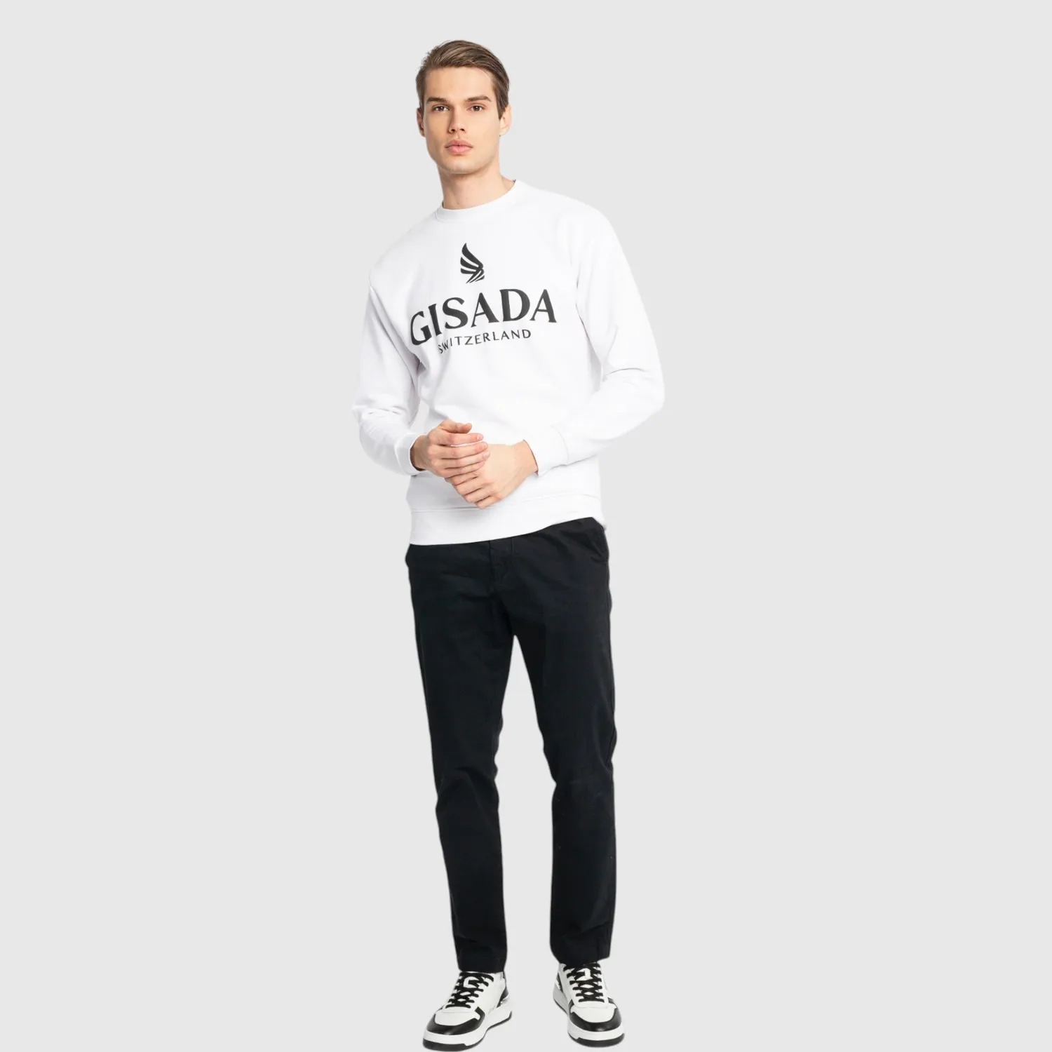 Gisada 3000 Rio sweatshirt hvit – puff-logo bomull