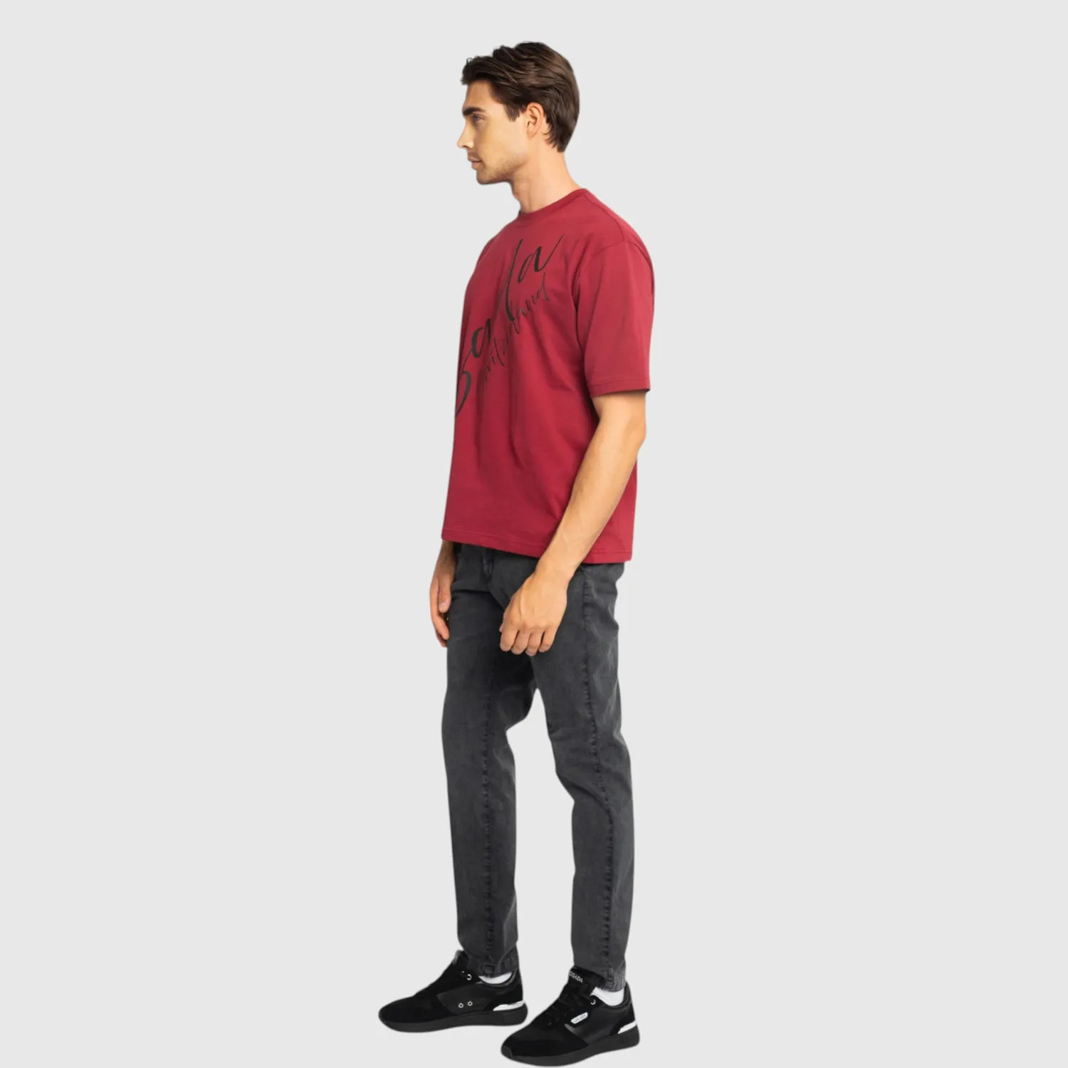 Gisada Oversized T-skjorte bordeaux tung bomull