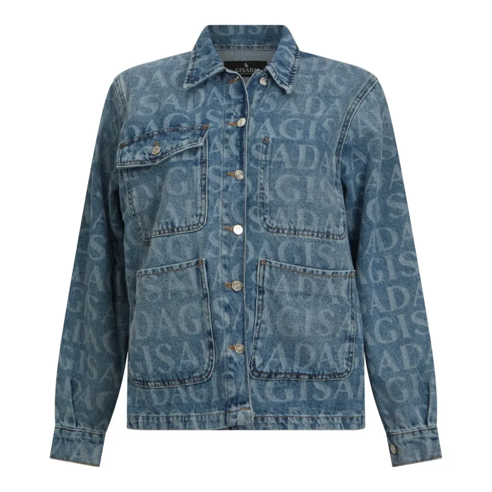 Gisada 1408 denimjakke snøblå boxy fit