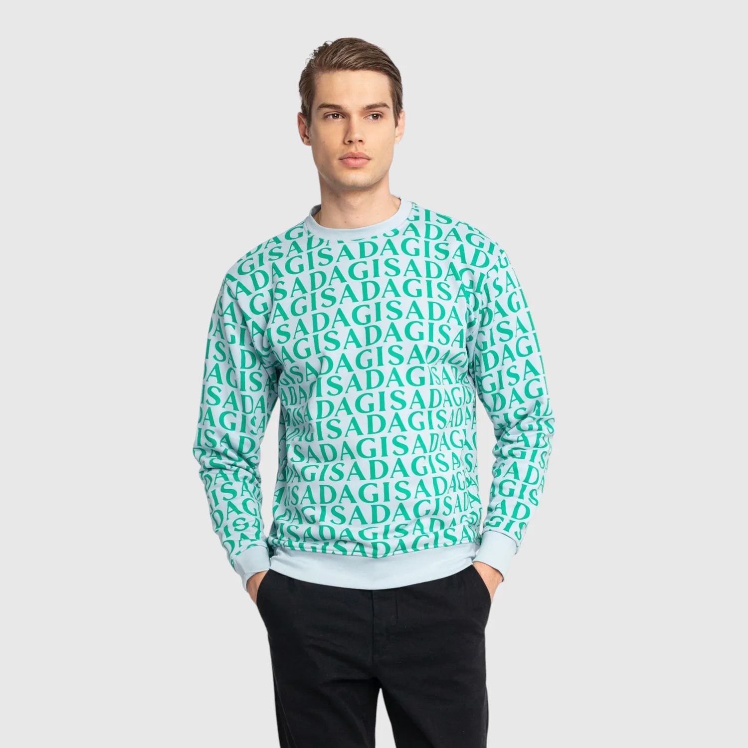 Gisada 3004 sweatshirt Ice Blue bomullsgenser