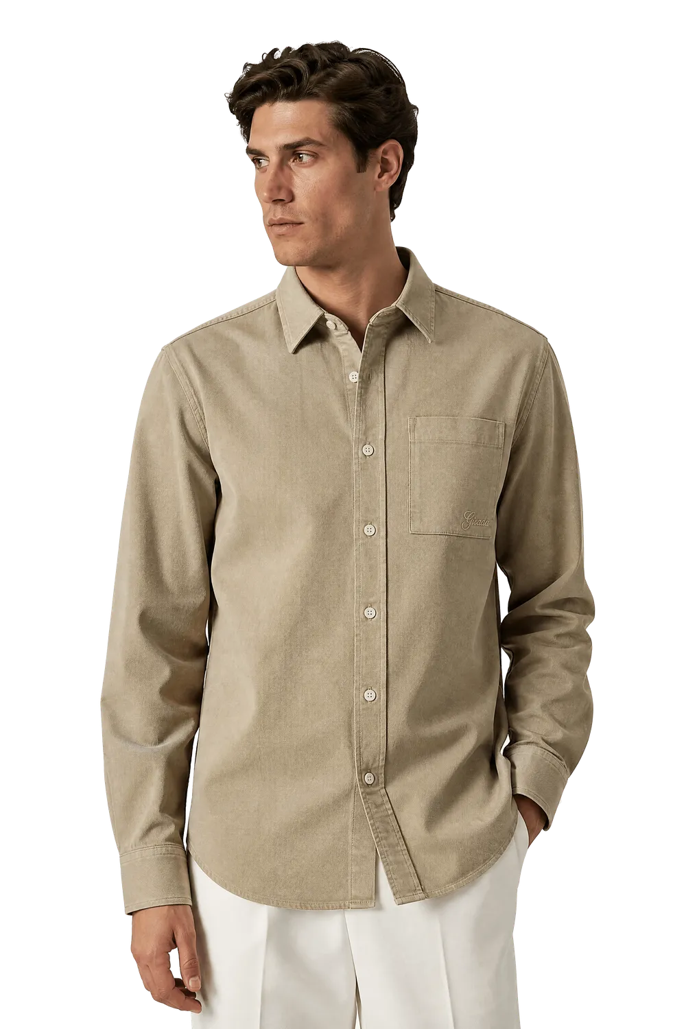 Gisada 1116 skjorte herre Beige bomull