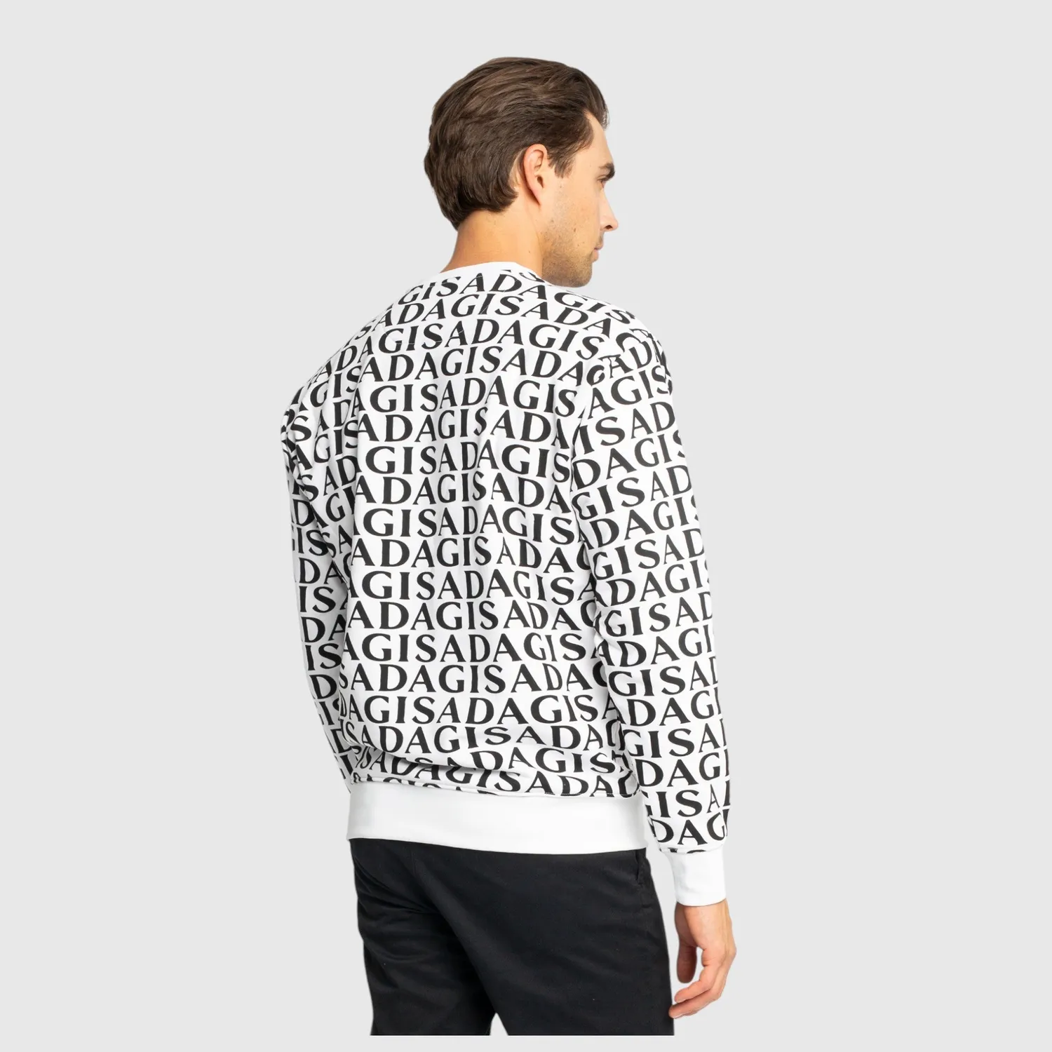 Gisada 3004 sweatshirt hvit bomull med allover-print