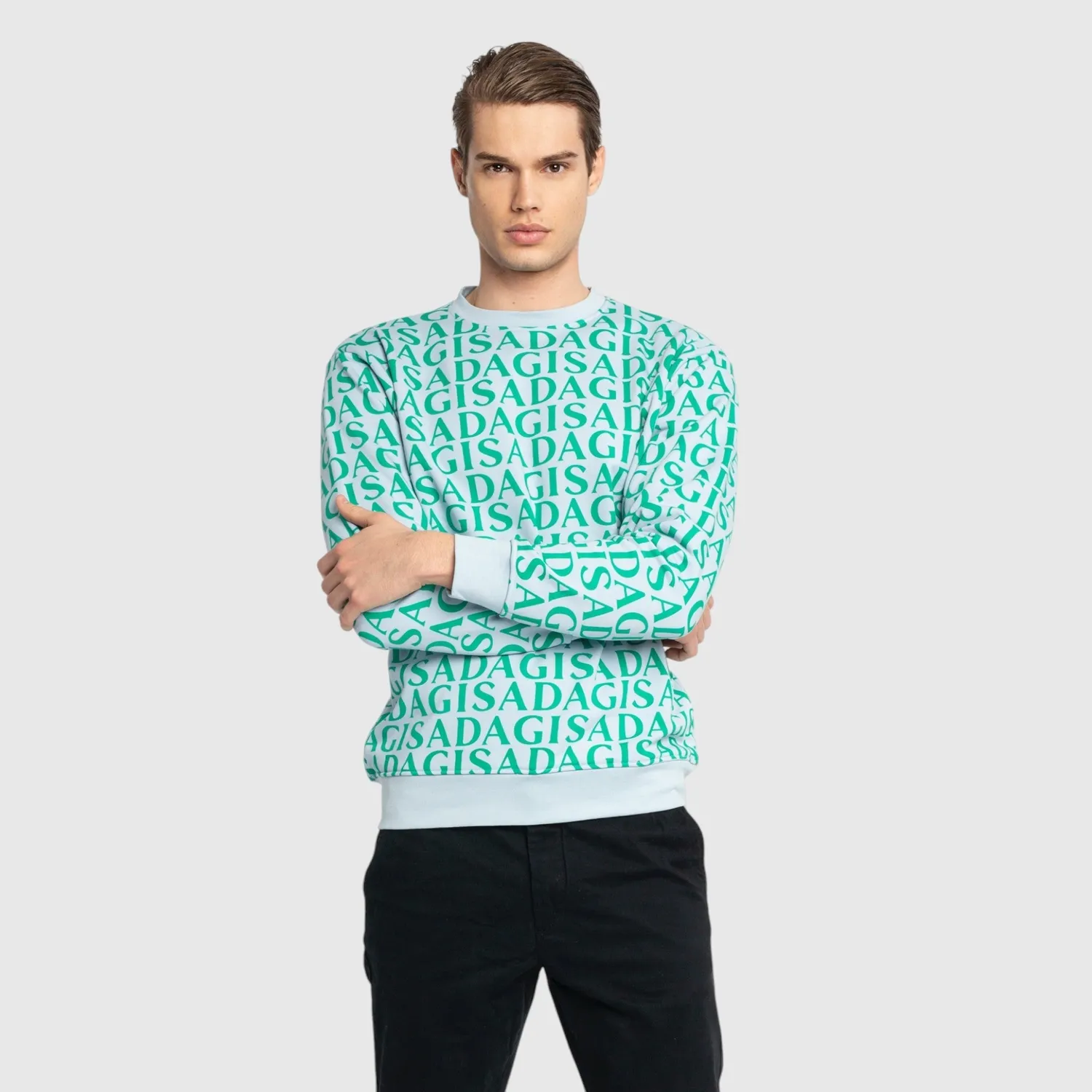 Gisada 3004 sweatshirt Ice Blue bomullsgenser