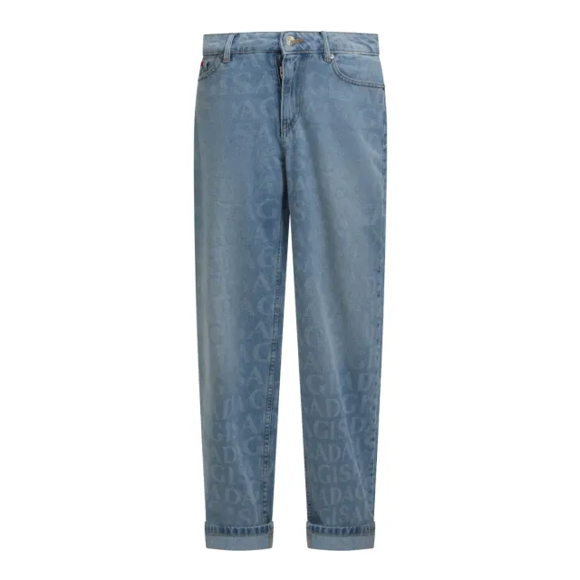 Gisada Wide Leg Denim Jeans Allover Logo jeans washed blue