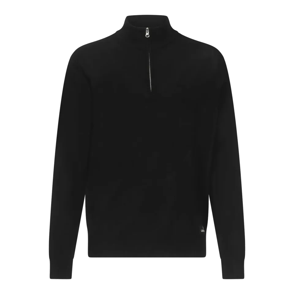 Gisada 1206 half-zip genser svart merino-bomull