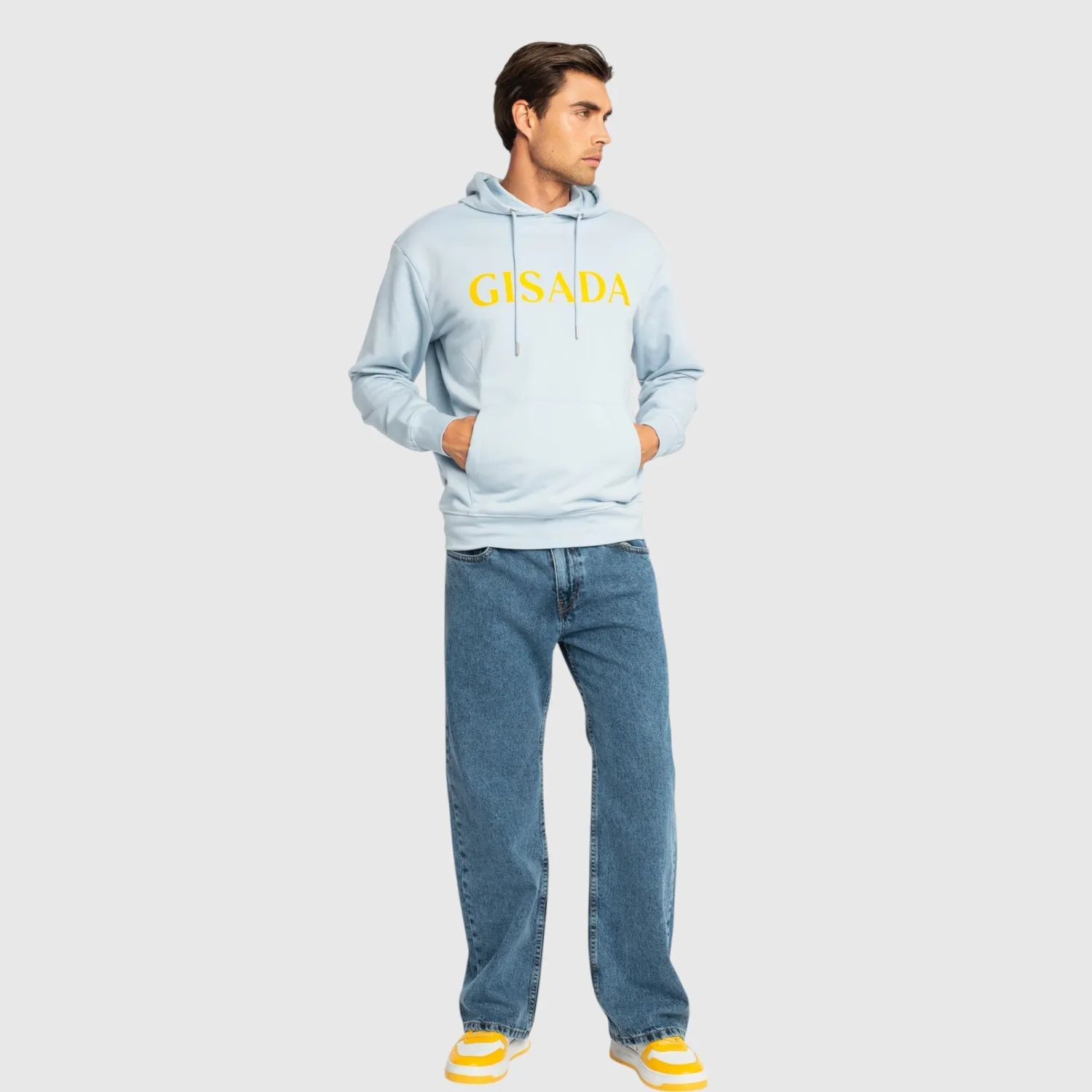 Gisada 3007 hoodie herre isblå regular fit