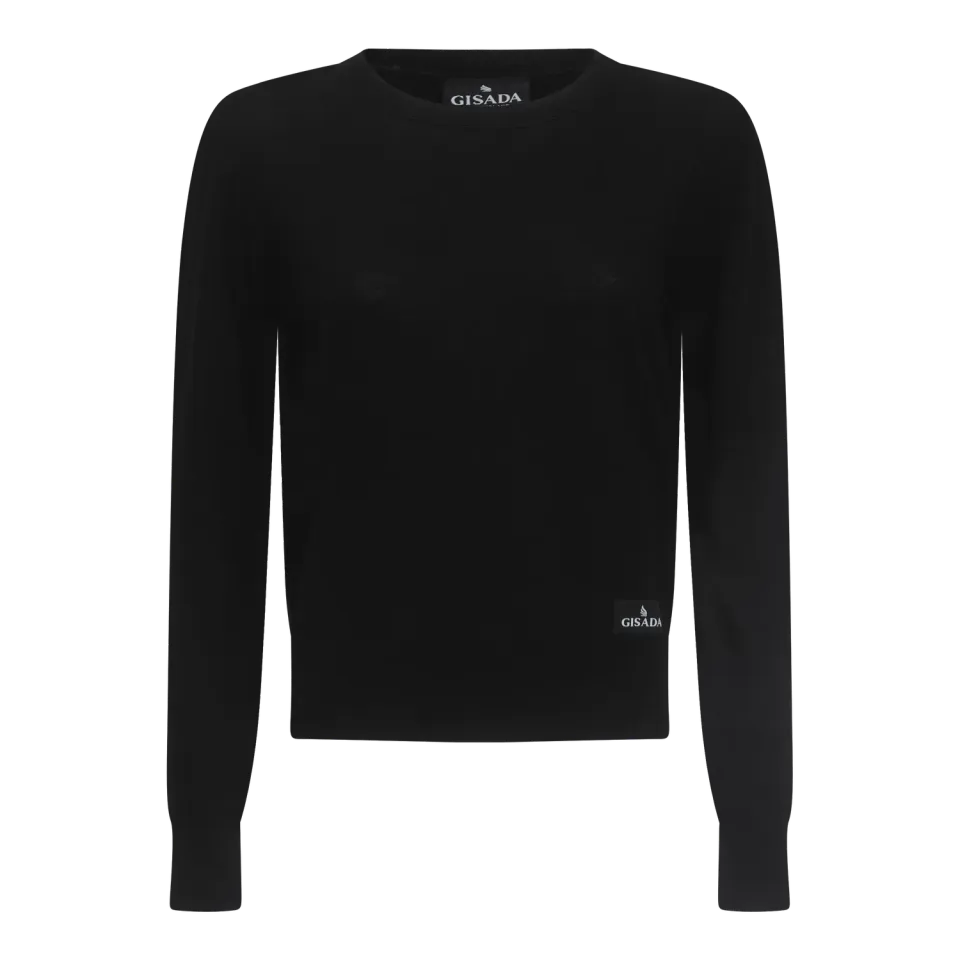Gisada Regular Fit Round Neck Pullover genser sort