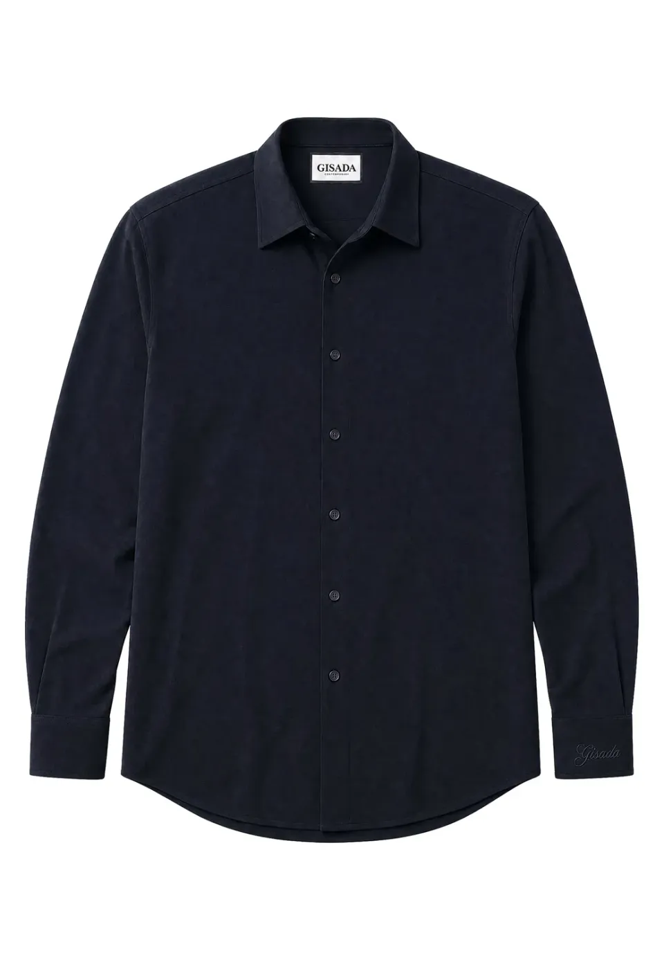 Gisada Knit Shirt strikket skjorte marine ull silke