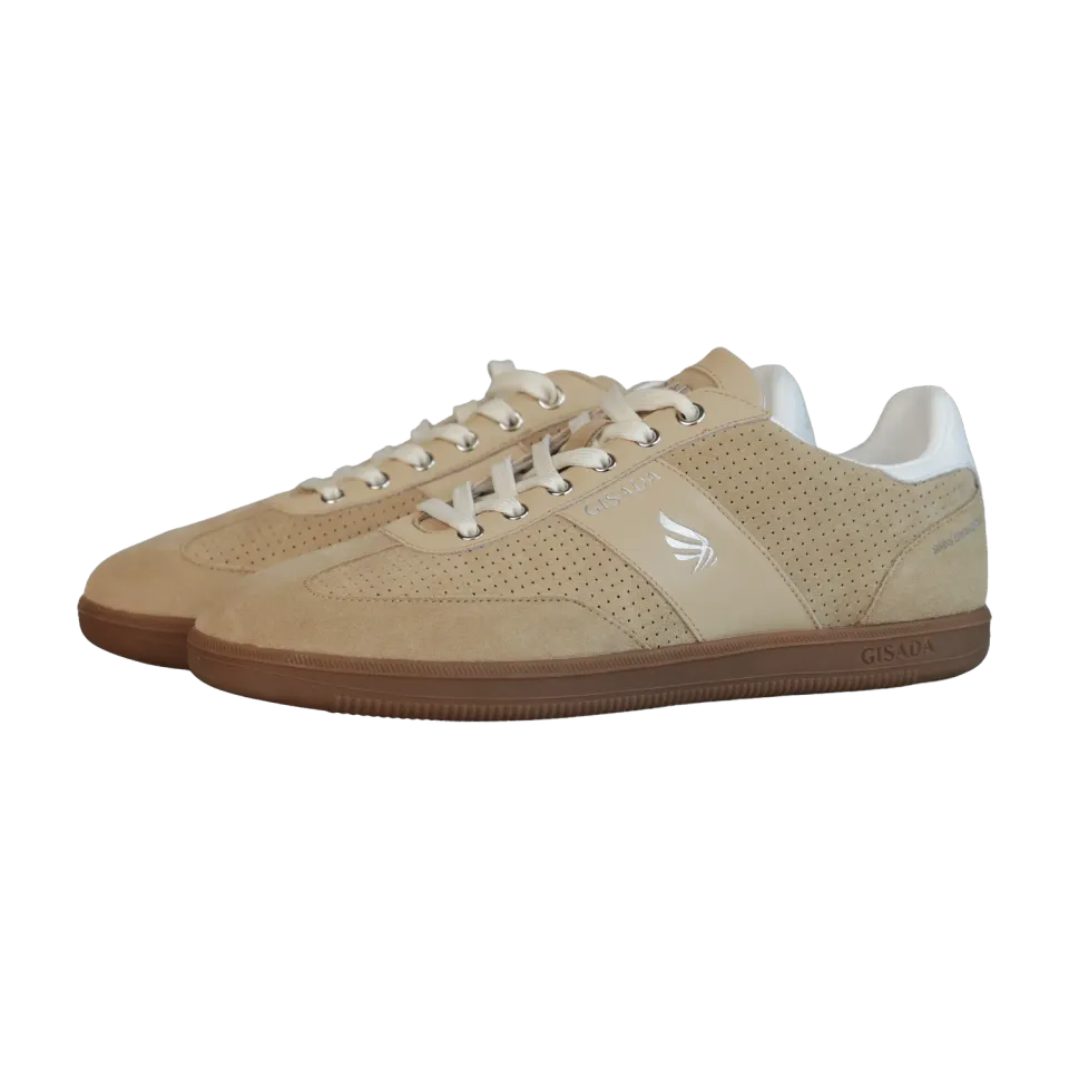 Gisada 17004 sneakers beige perforert semsket skinn