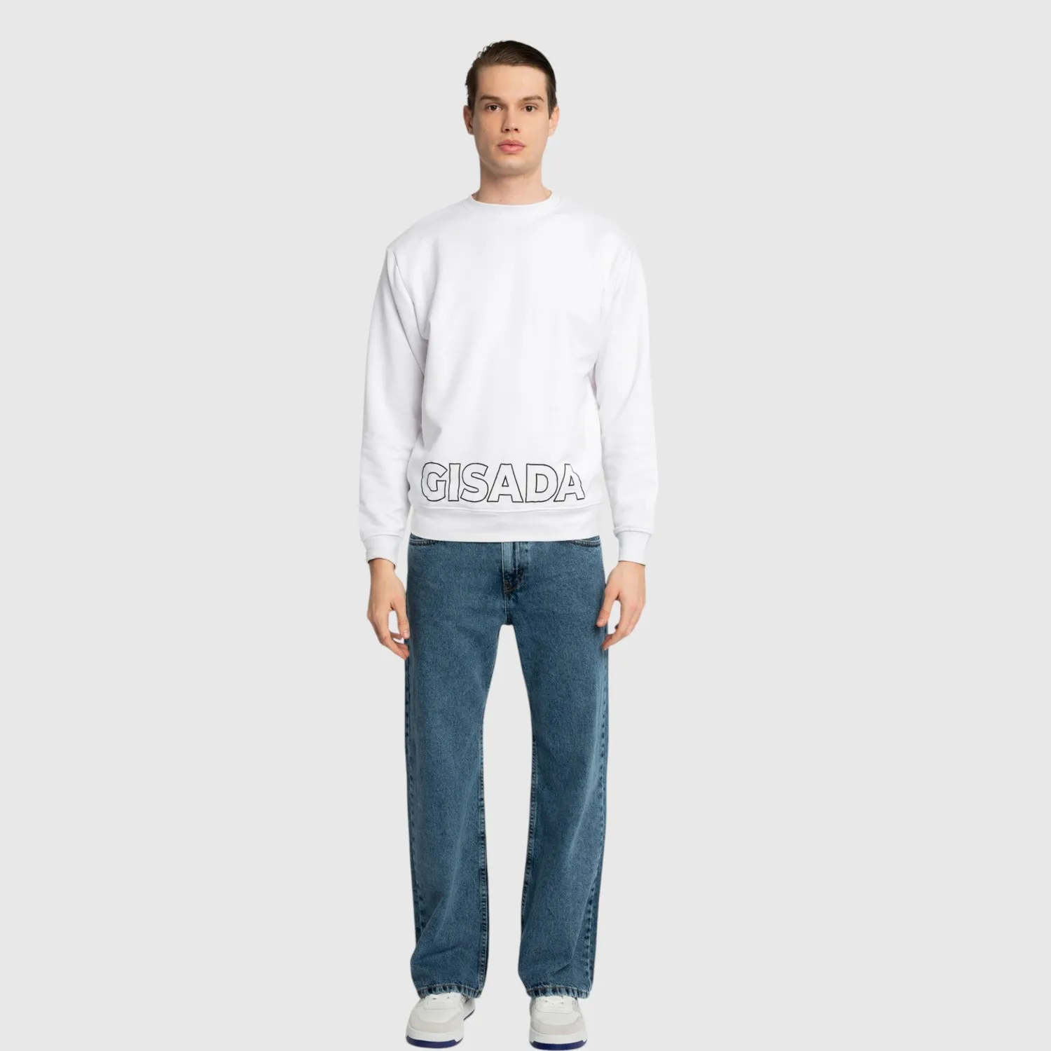 Gisada 3003 sweatshirt hvit regular fit bomull