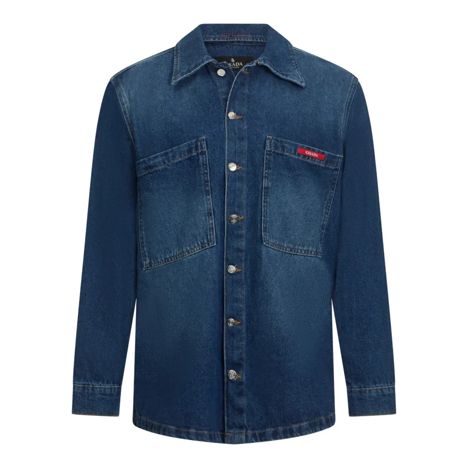 Gisada 1102 denimskjorte washed blue L oversized