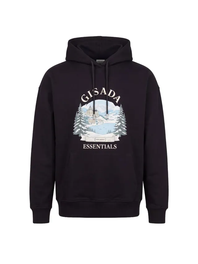 Gisada 3010 hettegenser svart unisex bomull