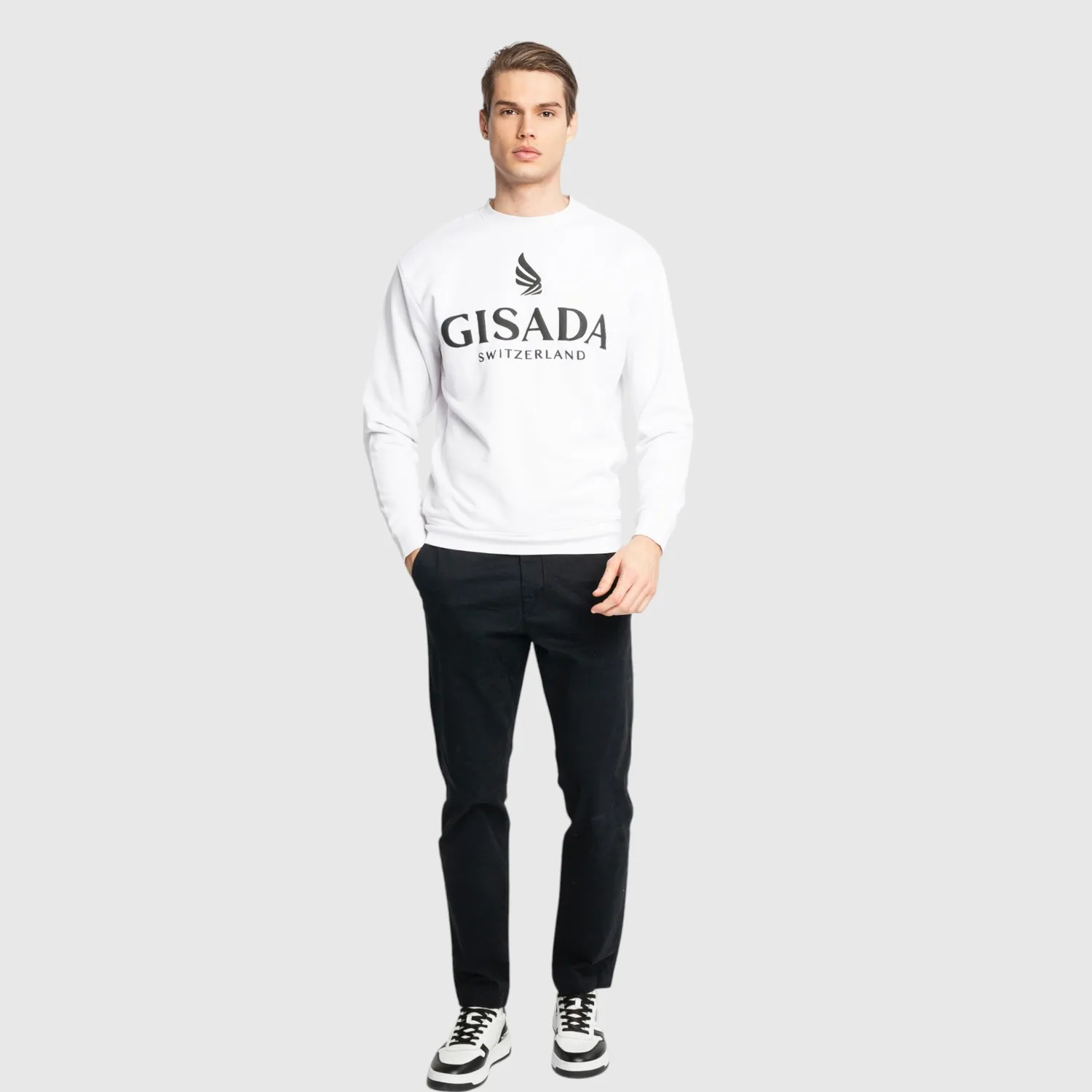 Gisada 3000 Rio sweatshirt hvit – puff-logo bomull