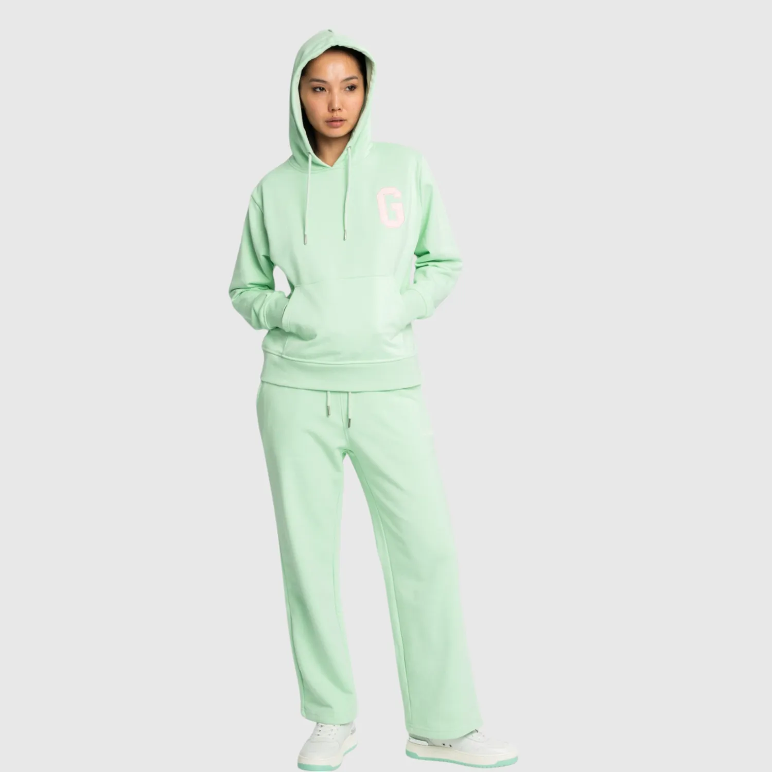 Gisada Regular Fit Hoodie Cotton Patch Print hettegenser mint