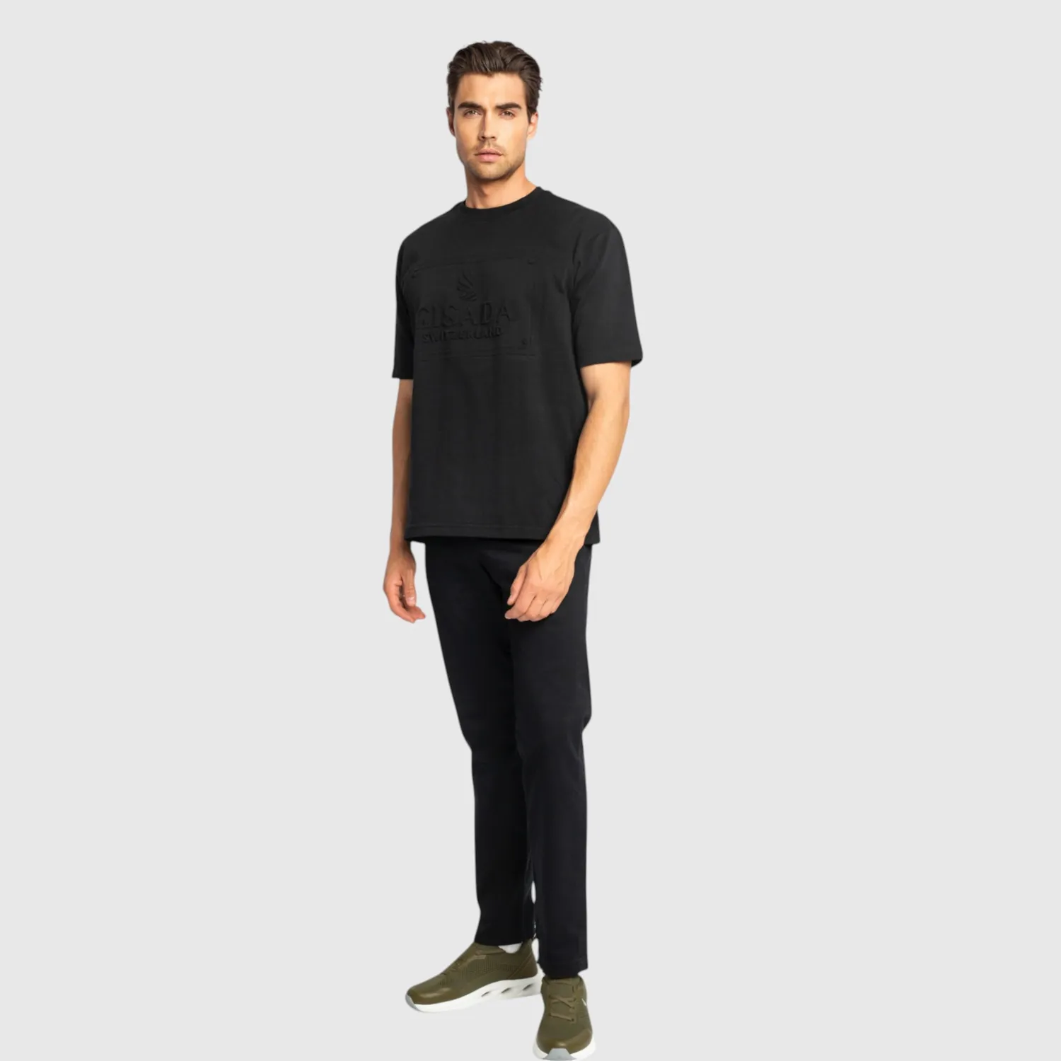 Gisada 1005 Chicago oversized t-skjorte svart kraftig bomull