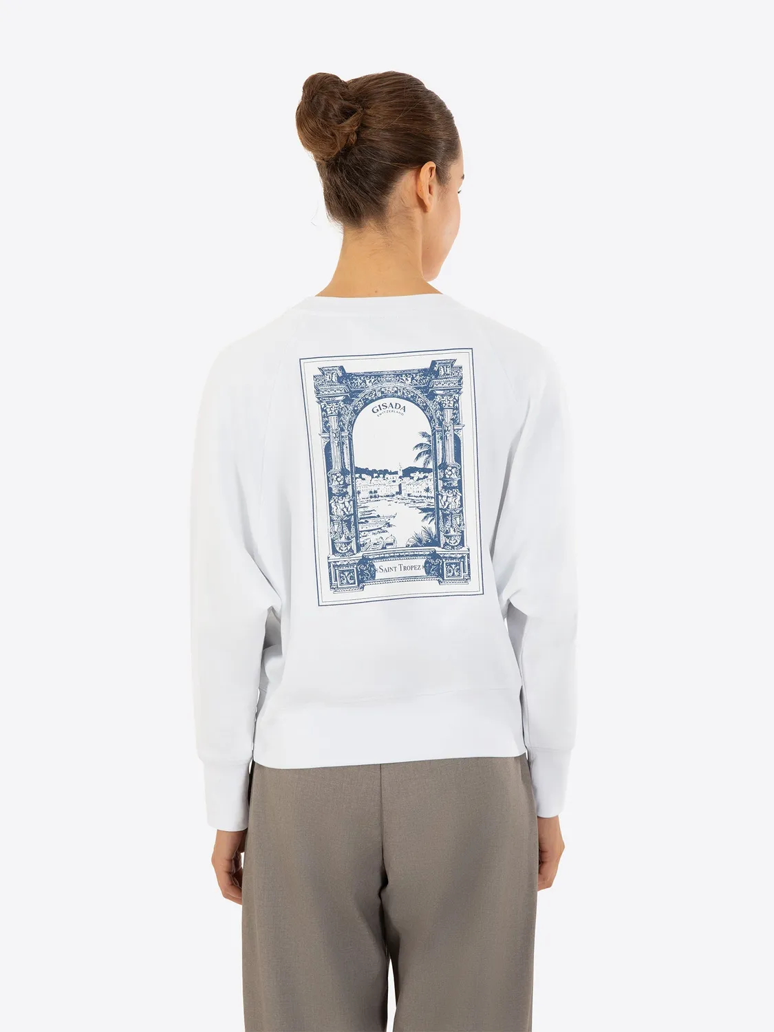 Gisada Cropped Sweatshirt genser hvit bomull