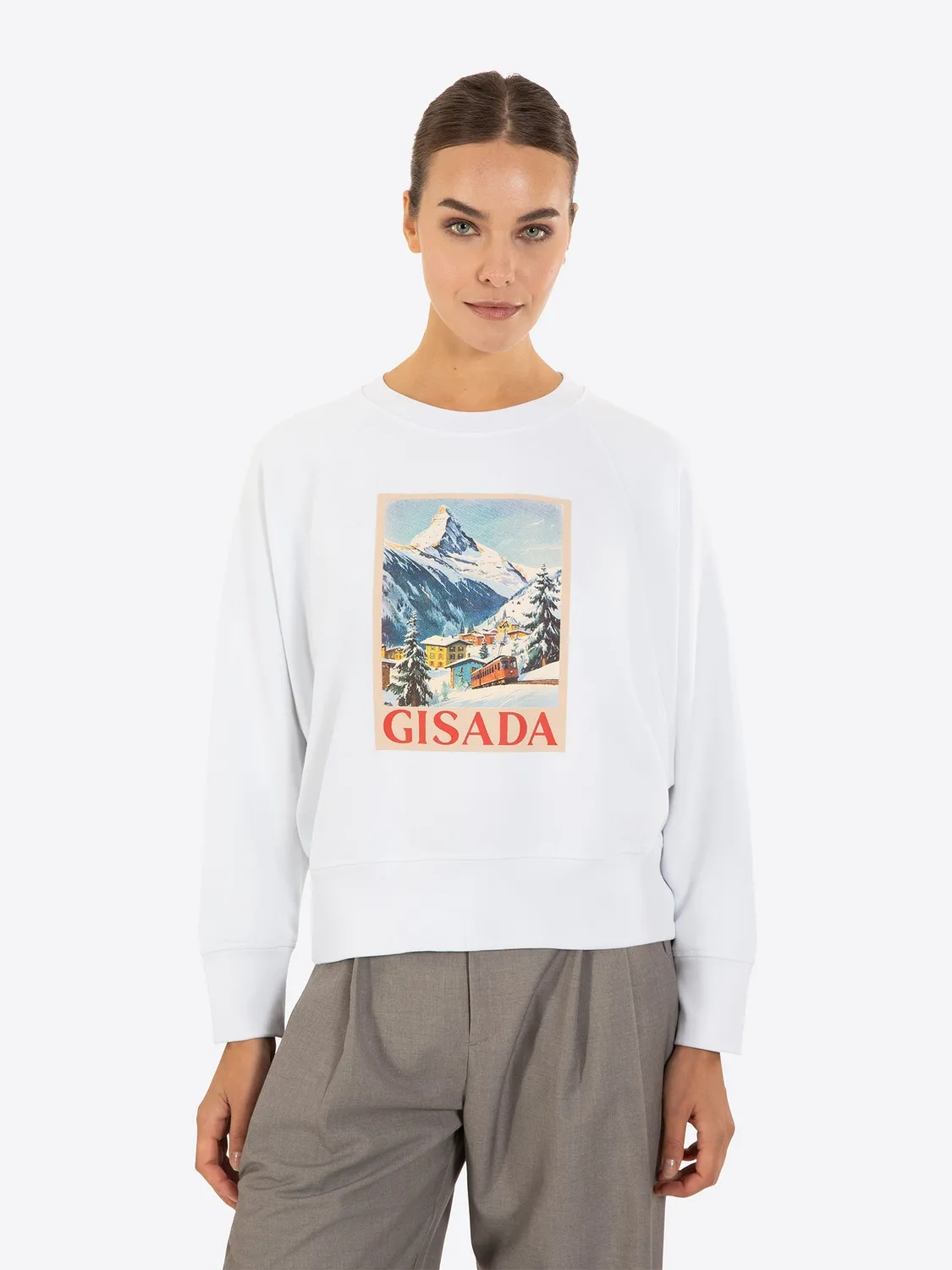 Gisada 6011 sweatshirt hvit bomull Matterhorn-trykk