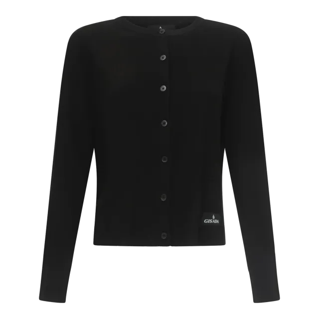 Gisada knit skjorte dame svart ribbet patch