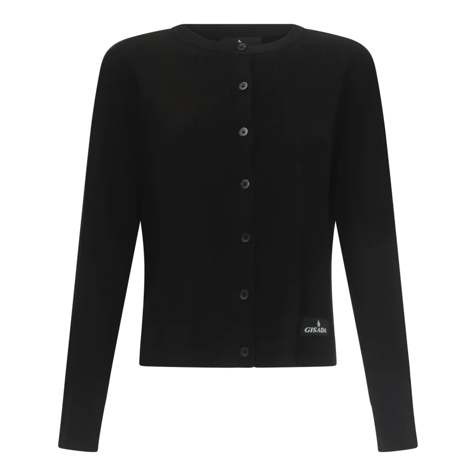 Gisada knit skjorte dame svart ribbet patch