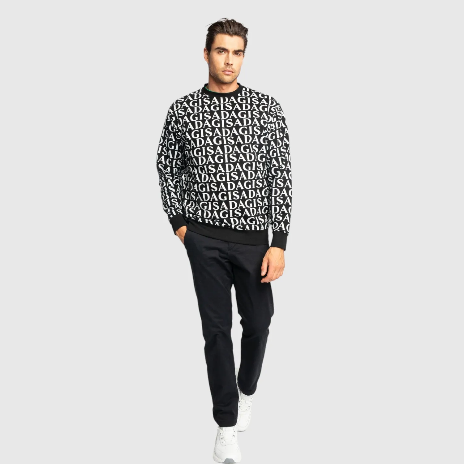 Gisada Rio 3004 sweatshirt herre Black bomull