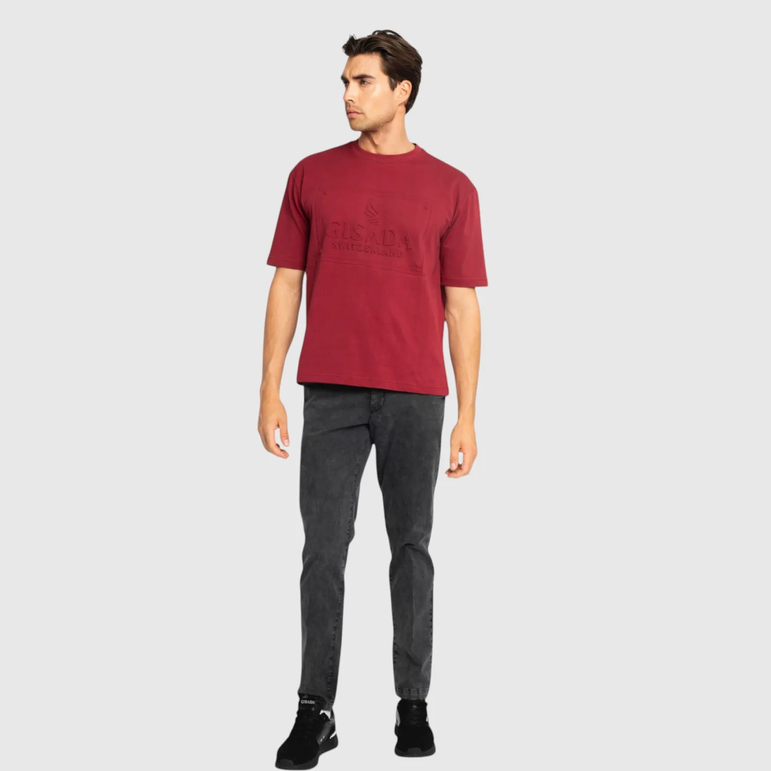Gisada 1005 oversized t-skjorte bordeaux tung bomull