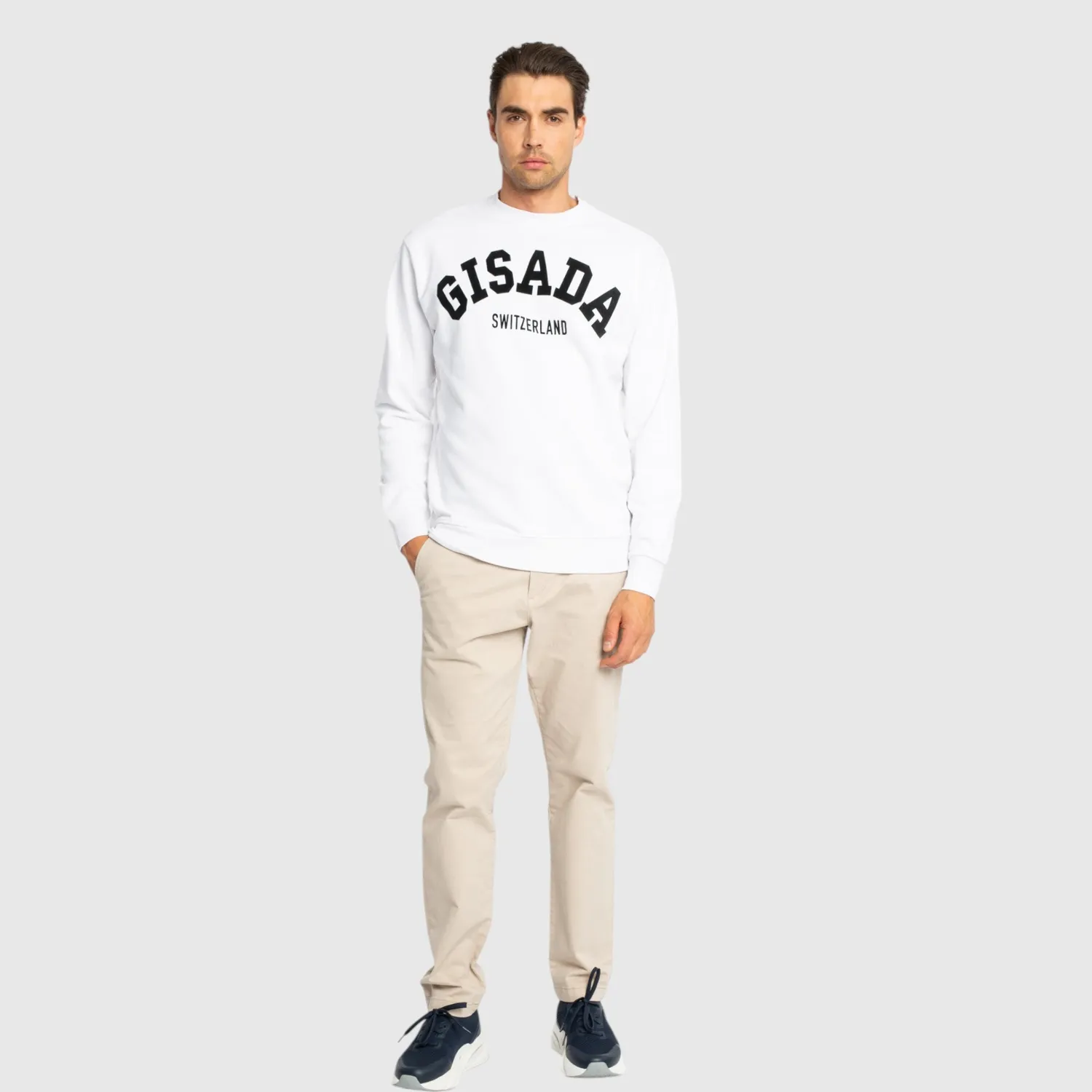 Gisada 3001 sweatshirt herre hvit standard passform