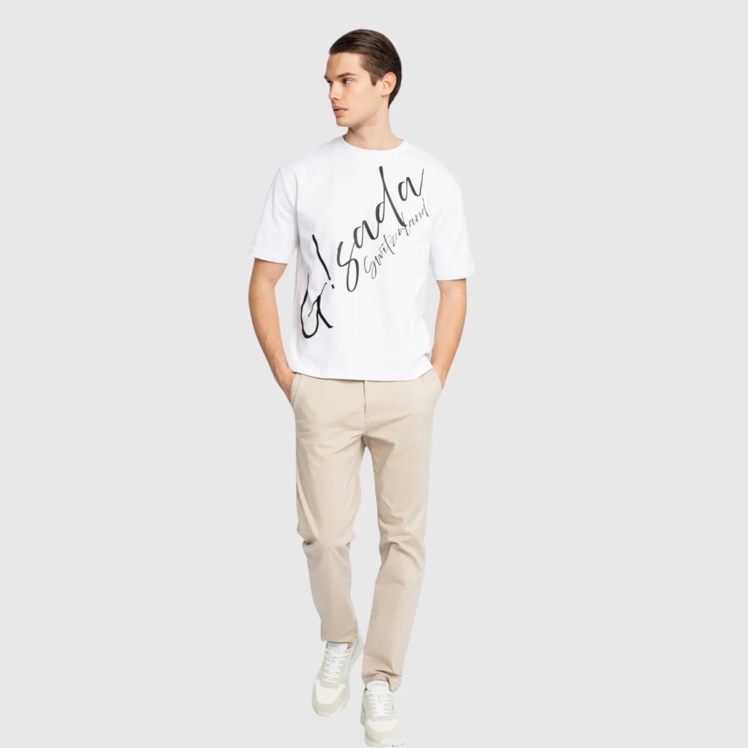 Gisada 1007 T-skjorte herre hvit oversized