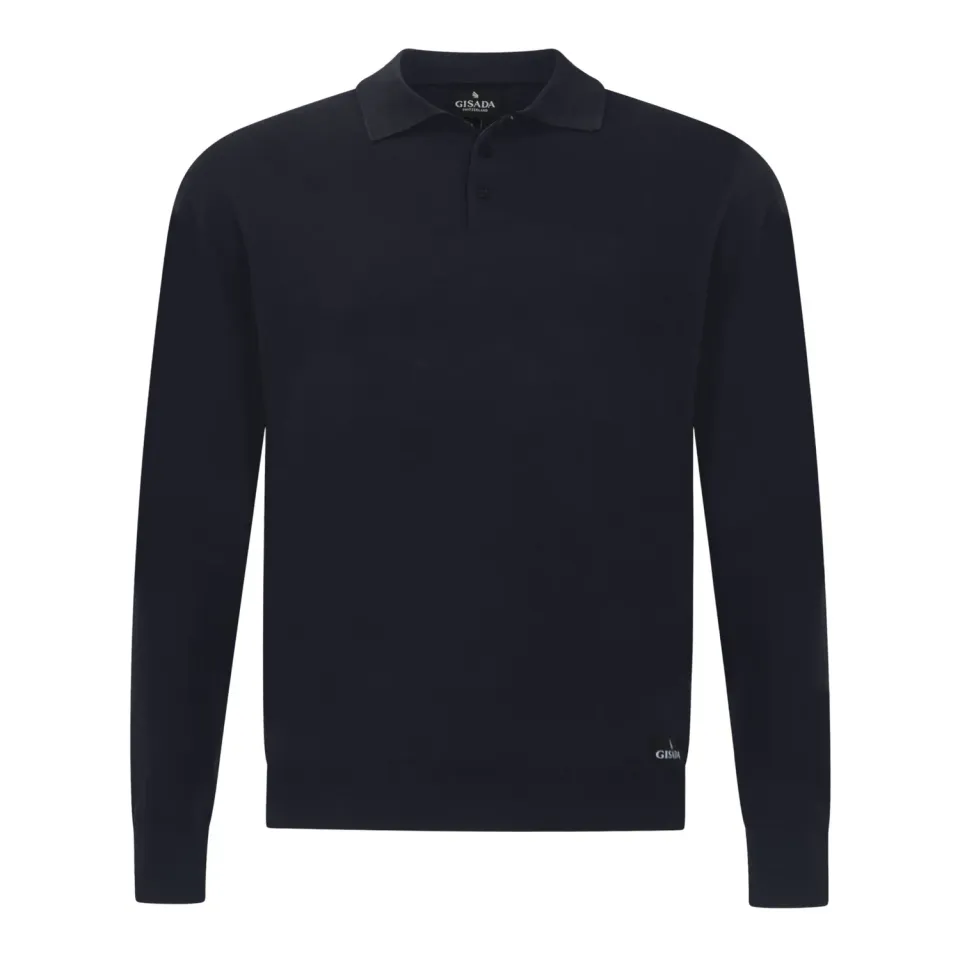 Gisada 1201 langermet polo navy bomull herre