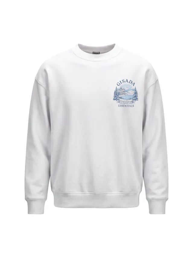 Gisada 3014 sweatshirt herre hvit bomullstrytrykk