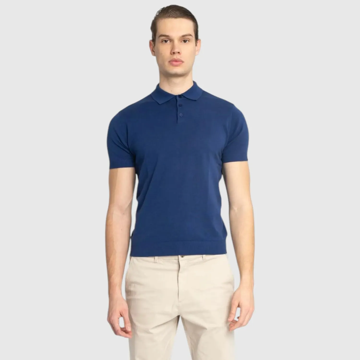 Gisada 1200 polo Blue finstrikket bomull