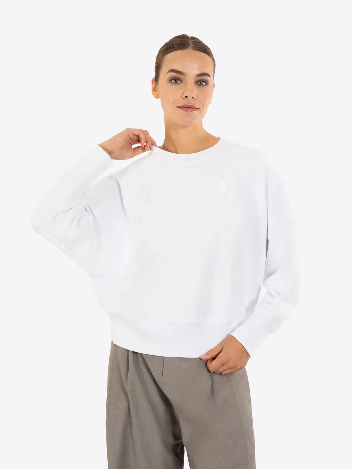 Gisada Cropped Sweatshirt genser hvit bomull