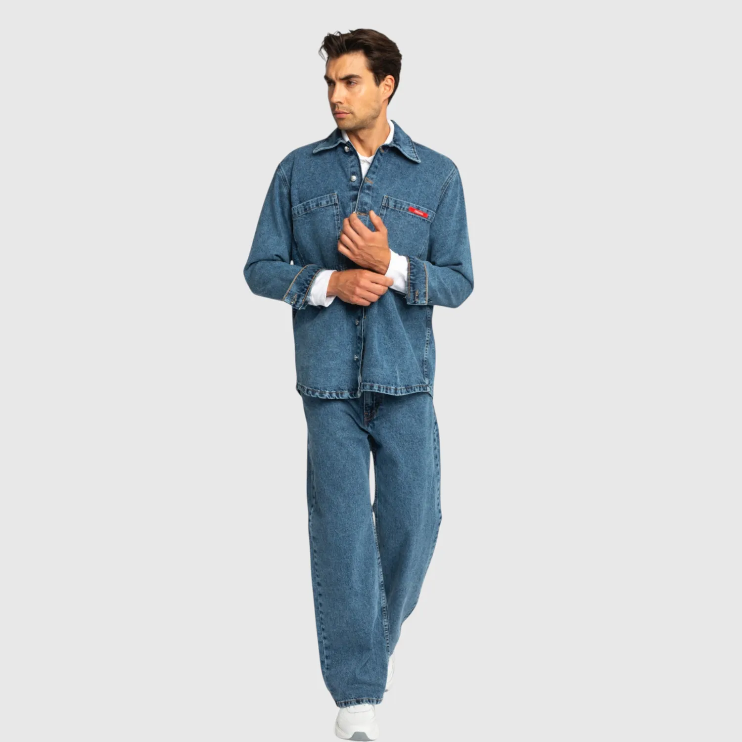 Gisada Oversized denimskjorte snow blue vasket