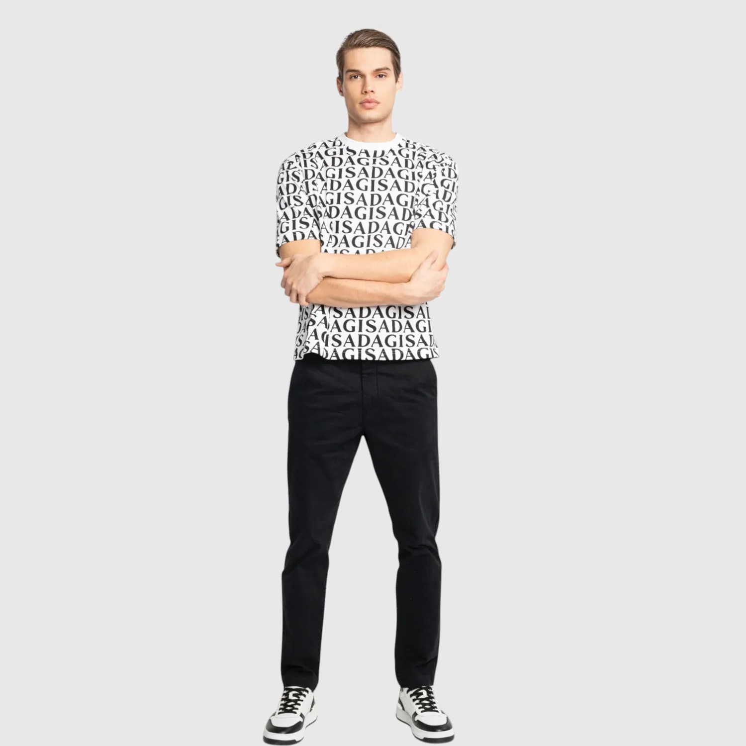 Gisada 1003 t-skjorte hvit herre regular monogram